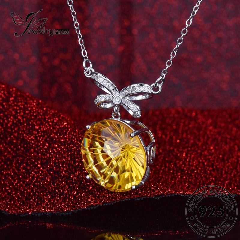 Jewelrypalace Kalung Perak925 Wanita Asli Bulat Fashion Citrine N1184