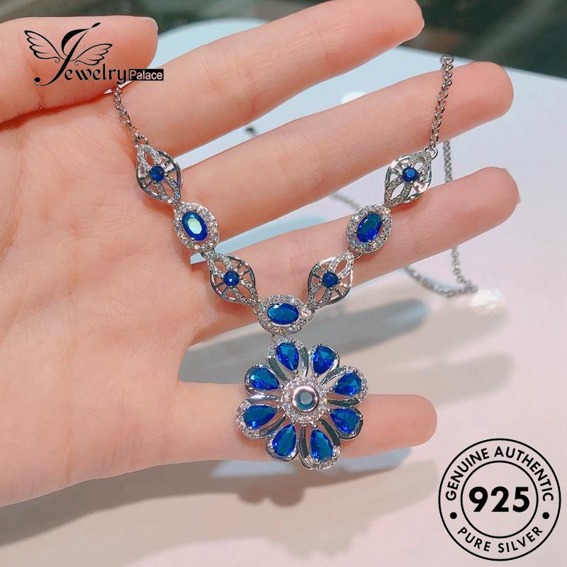 Jewelrypalace Sapphire Asli Perak Bunga Matahari Kreatif925 Kalung Wanita N1193