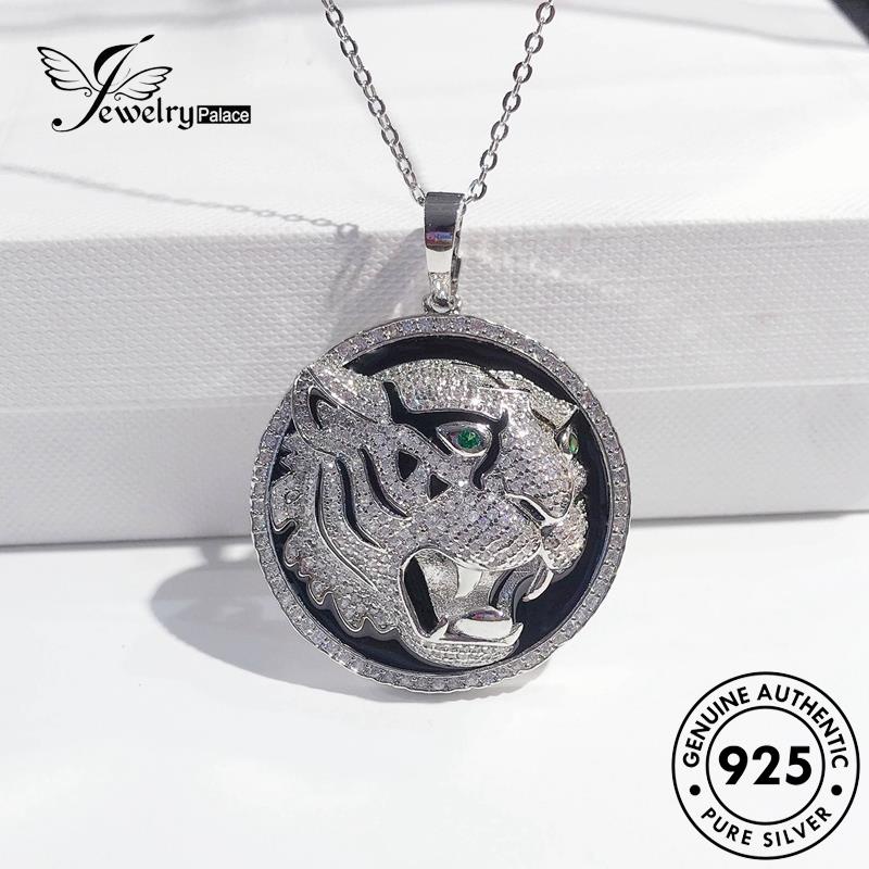 Jewelrypalace Perak Kepala Harimau Kalung Berlian Asli Moissanite925 Mendominasi Pria N1198