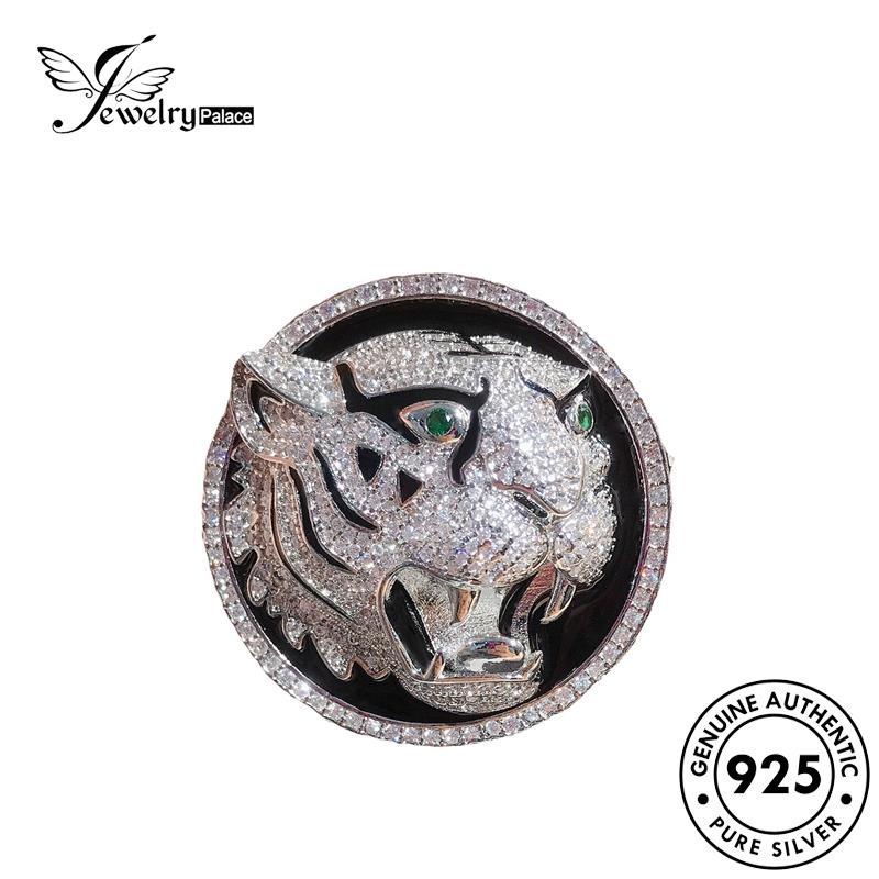 Jewelrypalace Perak Kepala Harimau Kalung Berlian Asli Moissanite925 Mendominasi Pria N1198