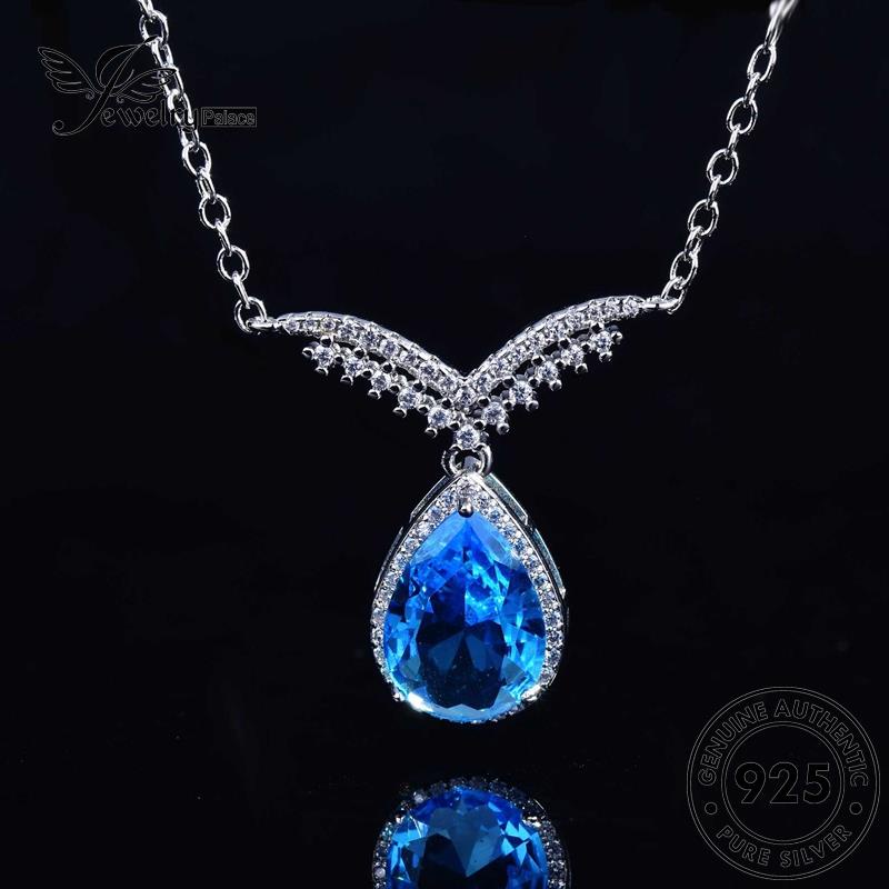 Jewelrypalace925 Safir Sayap Wanita Kreatif Malaikat Kalung Perak Asli N1245