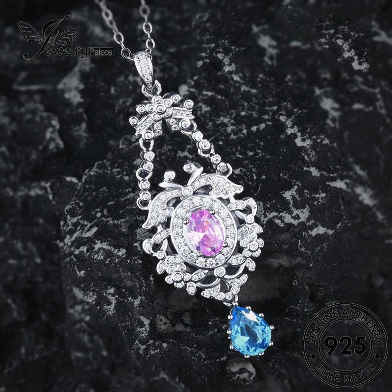 Jewelrypalace Kalung925 Pink Berongga Perak Berlian Wanita Indah Kristal Asli N1565