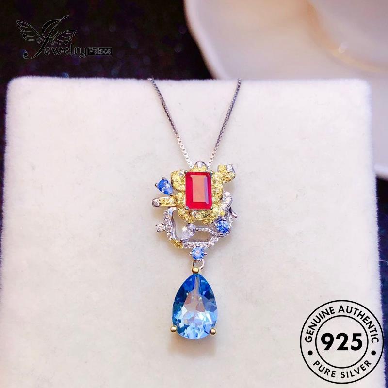 Jewelrypalace Perak Emas925 Sapphire Halus Kalung Wanita Asli N1570