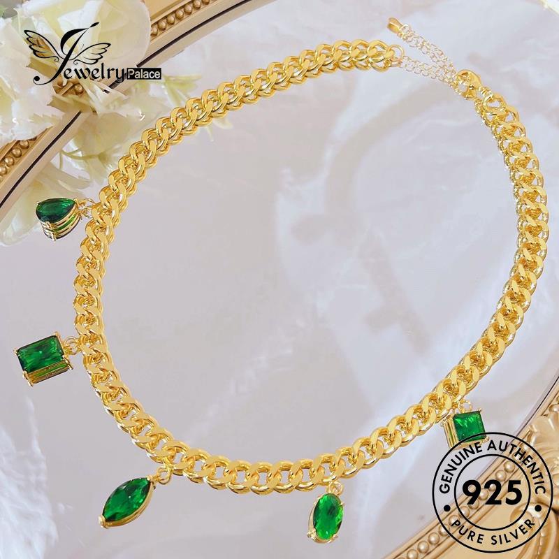 Jewelrypalace Perak925 Wanita Vintage Asli Kalung Emerald N1589