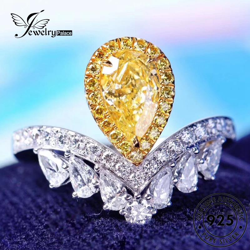 JEWELRYPALACE Sterling Kawin Perak Aksesori Silver Wanita Asli Cincin korea Shape Original 925 Perhiasan Drop Nikah Silver Citrine Murni Retro R34