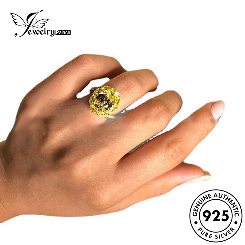 JEWELRYPALACE Citrine Oval Vintage Murni Asli Sterling Silver Wanita Silver korea Cincin Perak 925 Aksesori Original Perhiasan Kawin Nikah R51