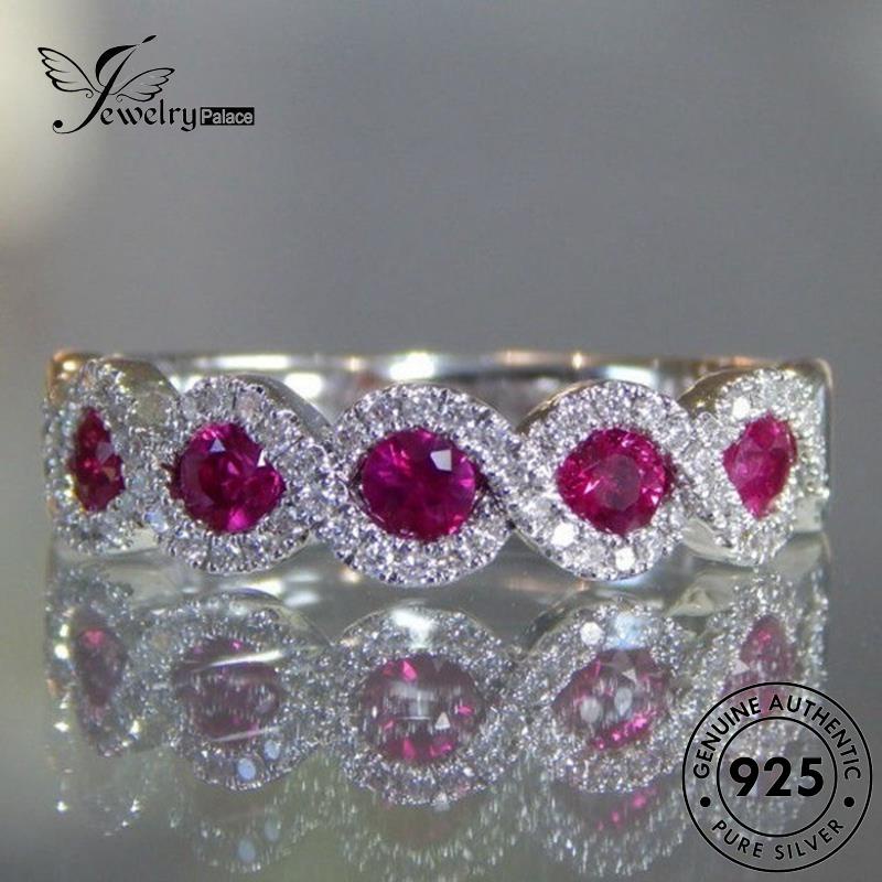 JEWELRYPALACE Perhiasan Aksesori Vintage Asli korea Perak Silver Wraparound Kawin Silver Murni Nikah Original Wanita Ruby 925 Cincin Sterling R136