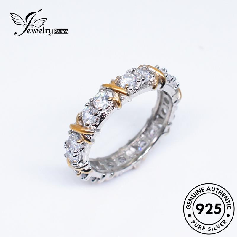 JEWELRYPALACE Silver Asli Two-Color Nikah Aksesori Cincin Murni Perak Diamond Wanita 925 korea Silver Original Sterling Fashion Kawin Design Moissanite Perhiasan R140