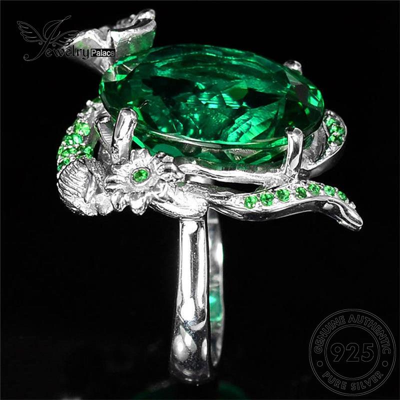 JEWELRYPALACE Murni Cincin Asli Wanita Silver korea Emerald Retro Turtle Sterling Nikah 925 Aksesori Perak Silver Original Kawin Perhiasan R223