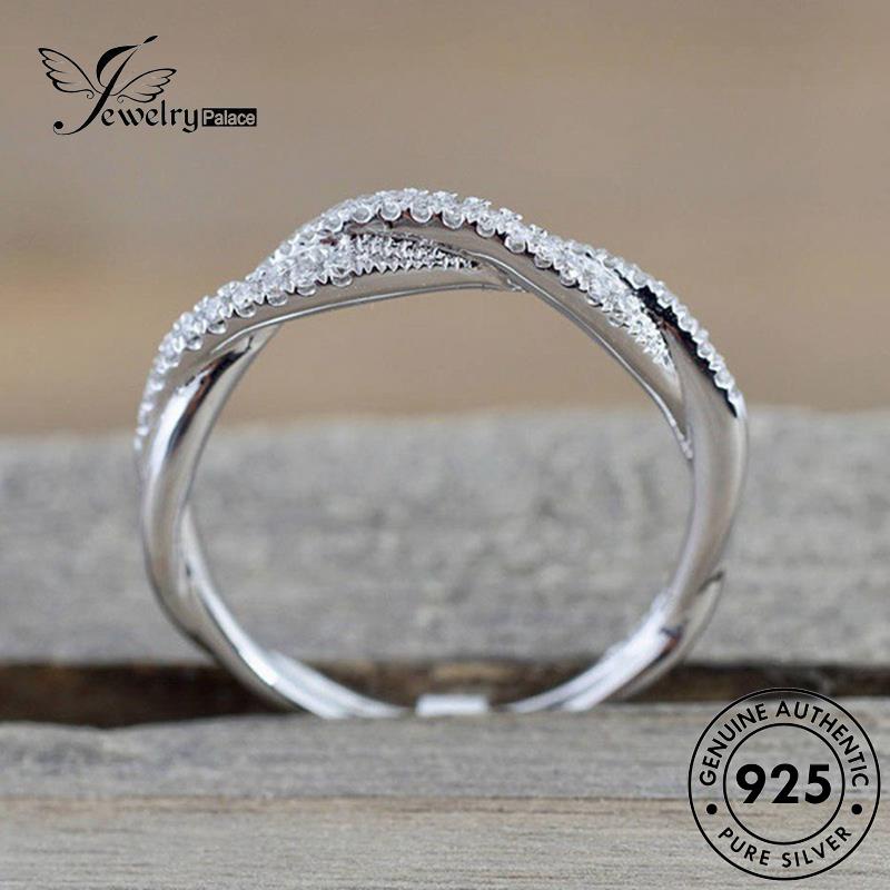 Jewelrypalace Cincin Asli Perak Berlian Wanita Twist Klasik925 Emas Moissanite R436