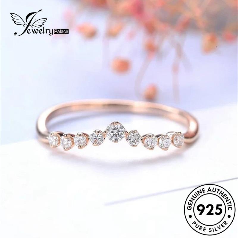 JEWELRYPALACE Silver Wanita Original Perhiasan Nikah 925 Perak Aksesori Diamond Sterling Kawin Personality korea Moissanite Asli Cincin Gold Silver Shape V Murni R551