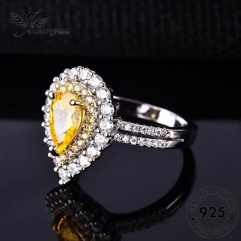 Jewelrypalace Perak Perhiasan Asli Citrine Wanita Cincin925 Emas Mewah M095