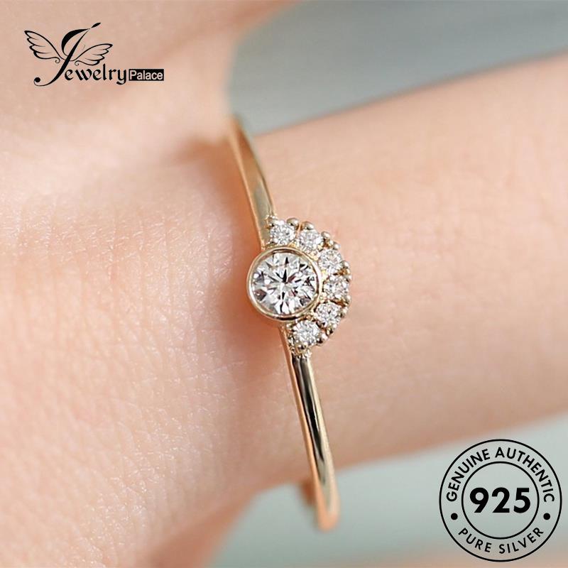 JEWELRYPALACE Perhiasan Murni Wanita Cincin Asli Nikah Original Silver Perak Sterling 925 Moissanite korea Creative Diamond Gold Kawin Silver Aksesori Crown R892