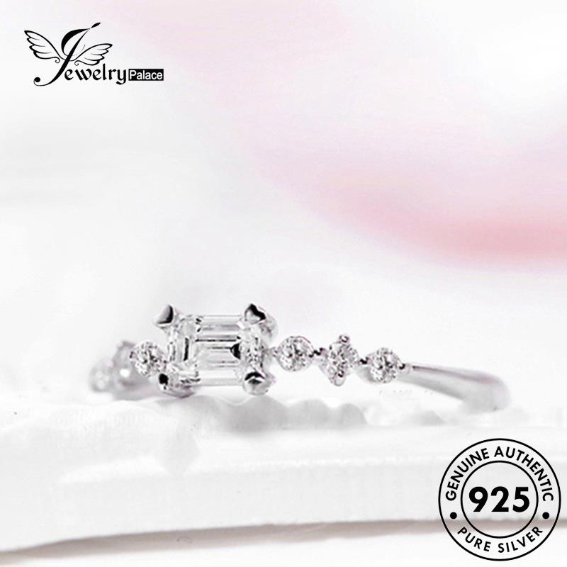 JEWELRYPALACE Original Cincin Simple Perhiasan Wanita Sterling Small Aksesori Murni Perak 925 Diamond korea Asli Silver Moissanite Nikah Square Silver Kawin R934