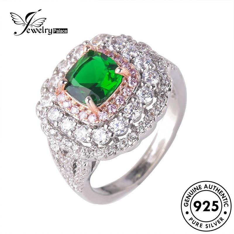 JEWELRYPALACE Creative Emerald Cincin Wanita Perhiasan Sterling Nikah Murni Asli Silver Original Perak Silver Aksesori Kawin 925 Square korea R1318