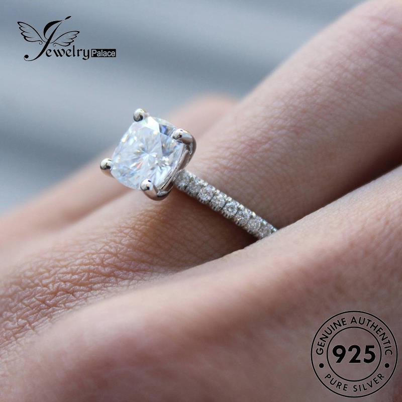 JEWELRYPALACE Cincin Moissanite korea Sterling Kawin Fashion Murni Wanita 925 Six Original Perak Silver Diamond Nikah Asli Aksesori Silver Perhiasan Claws R1409