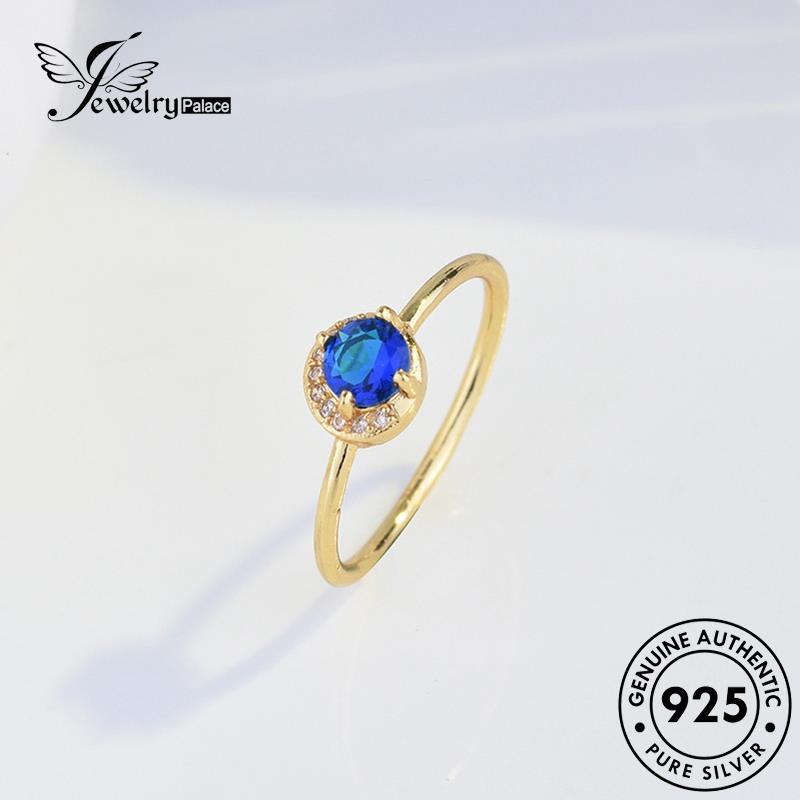 JEWELRYPALACE Creative Circle Silver Kawin Silver Original Murni Aksesori korea Nikah 925 Sterling Asli Perak Sapphire Wanita Cincin Gold Perhiasan R1061
