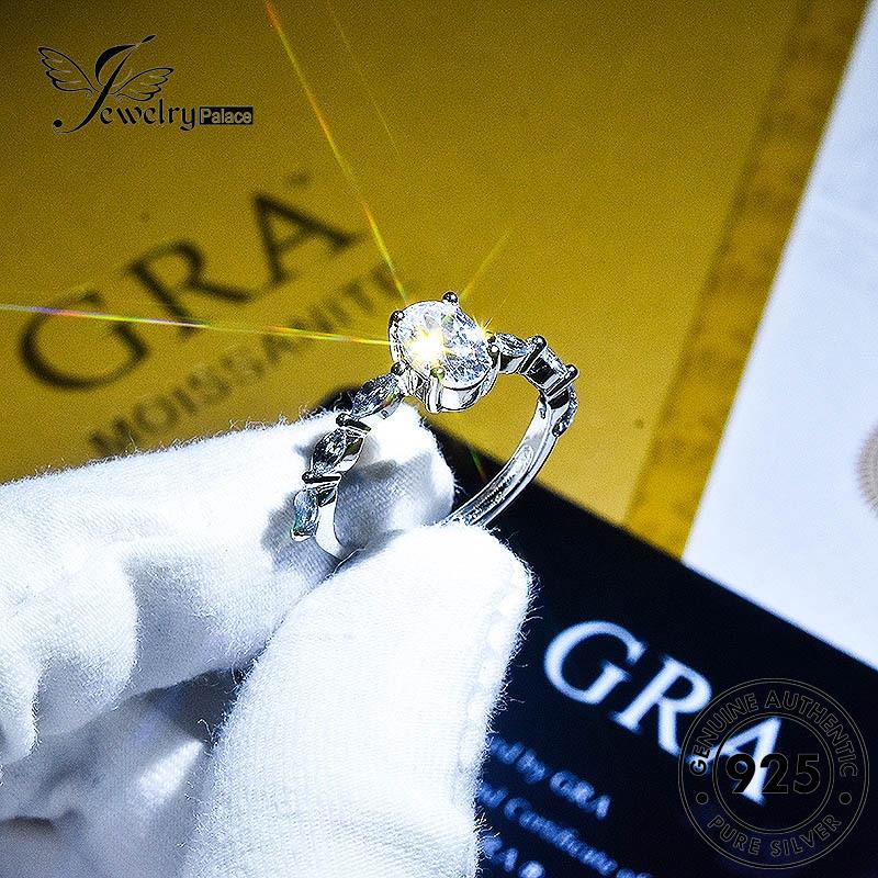 JEWELRYPALACE Moissanite Cincin Aksesori Wanita Perhiasan Nikah Asli Murni Sterling Simple Original Diamond korea 925 Silver Oval Perak Silver Kawin R1755