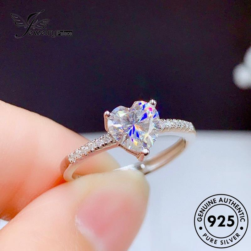 JEWELRYPALACE Diamond Kawin 925 korea Wanita Silver Moissanite Simple Nikah Perhiasan Sterling Love Asli Cincin Aksesori Perak Original Silver Murni R1861