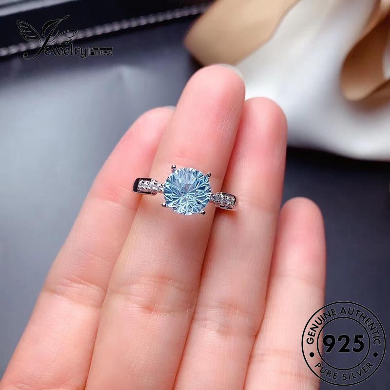 JEWELRYPALACE korea Perak Aquamarine Wanita Asli Aksesori Perhiasan Claws Cincin Murni Silver Four Nikah Kawin Silver 925 Original Sterling Simple R1865