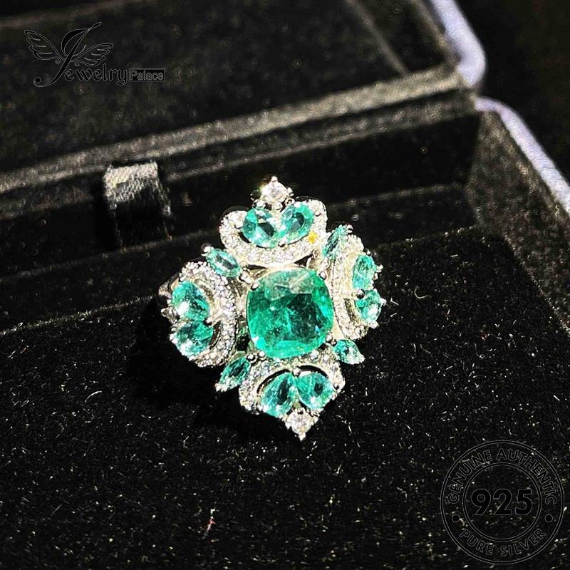 JEWELRYPALACE Silver 925 Cincin Perhiasan Murni Silver Original Nikah Asli Aksesori Kawin Sterling Personality Wanita Perak korea Emerald R1866