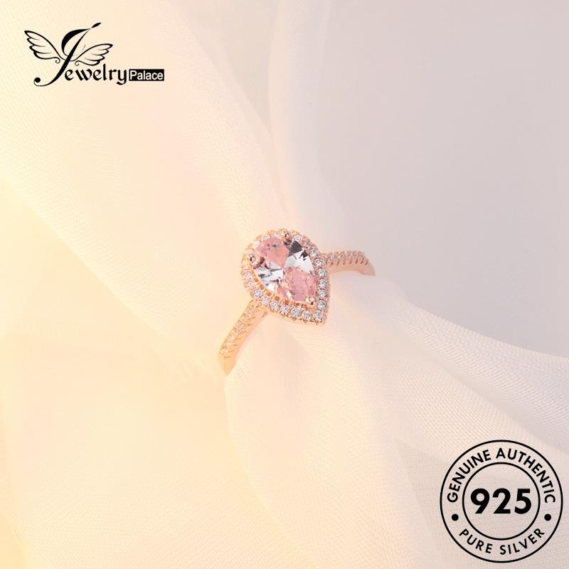 JEWELRYPALACE Silver Sterling Perhiasan korea Water Murni Pink Diamond Kawin Wanita Drop 925 Aksesori Nikah Perak Original Silver Asli Crystal Personalized Cincin R1783