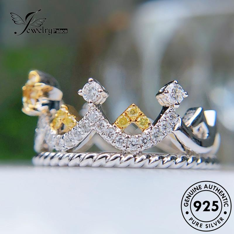 JEWELRYPALACE Kawin Perak Asli Silver 925 Nikah Silver Wanita Sterling Crown Perhiasan Murni Cincin Personalized Original Aksesori Citrine korea R1948