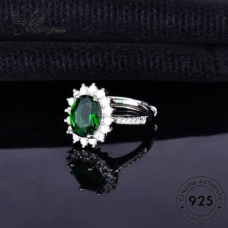 JEWELRYPALACE Oval Cincin Aksesori Murni Sterling Wanita Emerald Kawin Classic Original Silver Silver Nikah 925 Asli Perak Perhiasan korea R2069