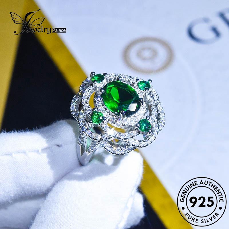 JEWELRYPALACE Creative Original Aksesori Nikah Asli Perhiasan Perak 925 Flowers Cincin Murni Silver Silver Kawin Emerald Sterling korea Wanita R2004