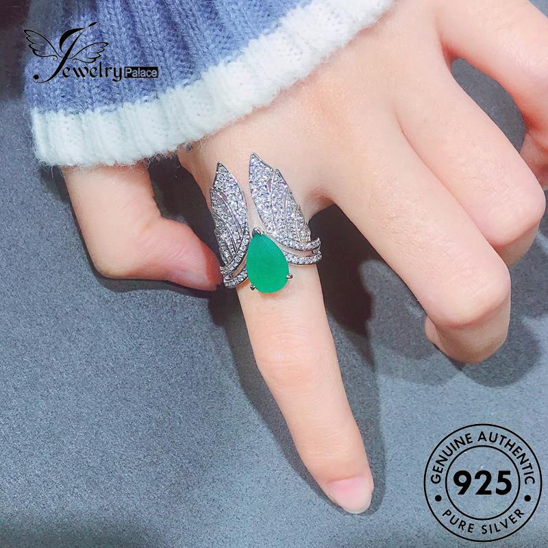 JEWELRYPALACE Emerald Sterling Aksesori 925 Silver Perak Nikah Asli Murni Wanita Vintage Cincin Wings korea Kawin Perhiasan Original Silver Angel R2119