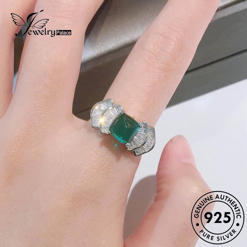 JEWELRYPALACE Square Asli Silver Aksesori Original Perhiasan Murni Kawin Wanita 925 Emerald Nikah Retro Silver korea Sterling Cincin Perak R2140