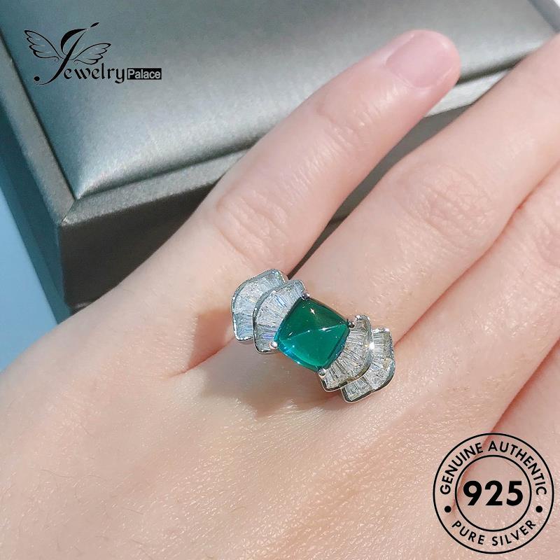 JEWELRYPALACE Square Asli Silver Aksesori Original Perhiasan Murni Kawin Wanita 925 Emerald Nikah Retro Silver korea Sterling Cincin Perak R2140