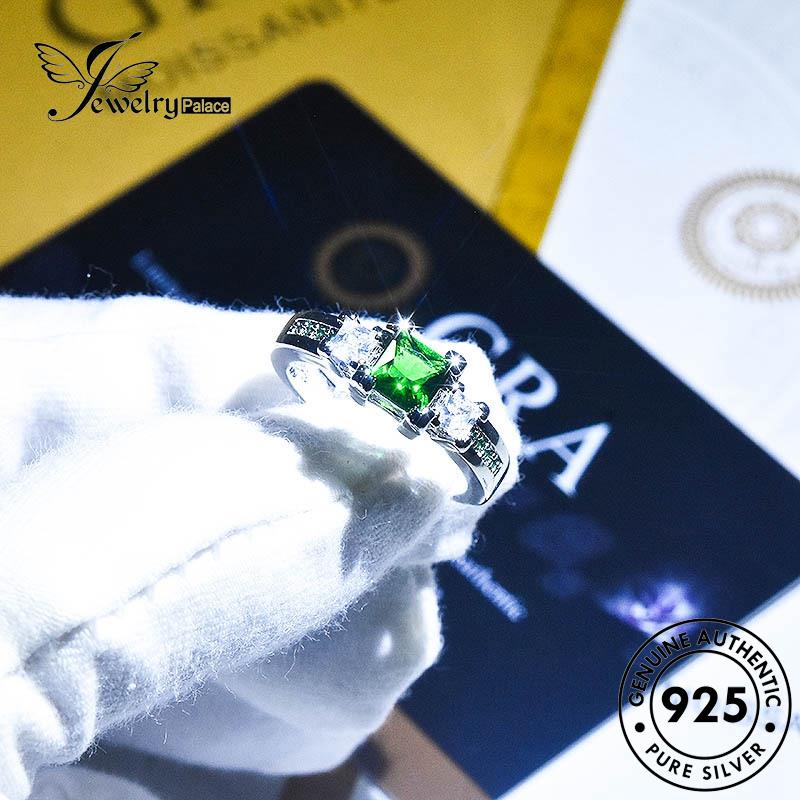 JEWELRYPALACE 925 Cincin Murni Aksesori Simple Original Perhiasan korea Nikah Silver Kawin Sterling Wanita Emerald Silver Asli Square Perak R2080