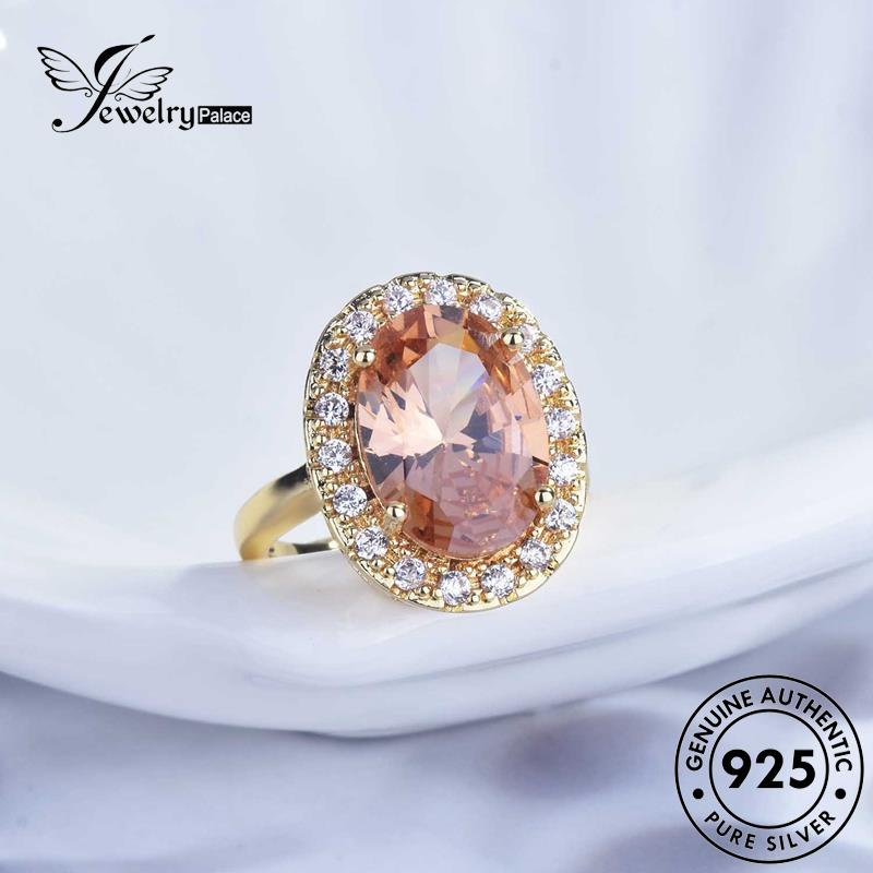 JEWELRYPALACE Silver Perak Citrine Asli Wanita Classic Kawin Nikah Oval Perhiasan Gold Original Silver Aksesori Sterling Cincin korea Murni 925 R2170