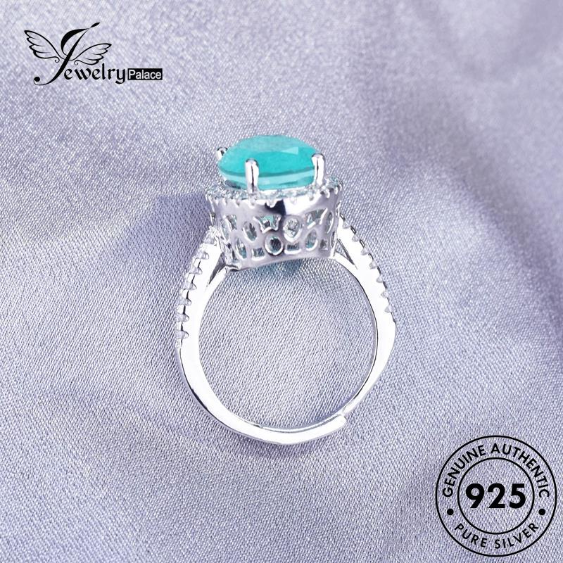 JEWELRYPALACE Vintage Silver Nikah Kawin Aquamarine Murni Aksesori korea Perak Original Silver Sterling Asli Perhiasan 925 Oval Wanita Cincin R2172