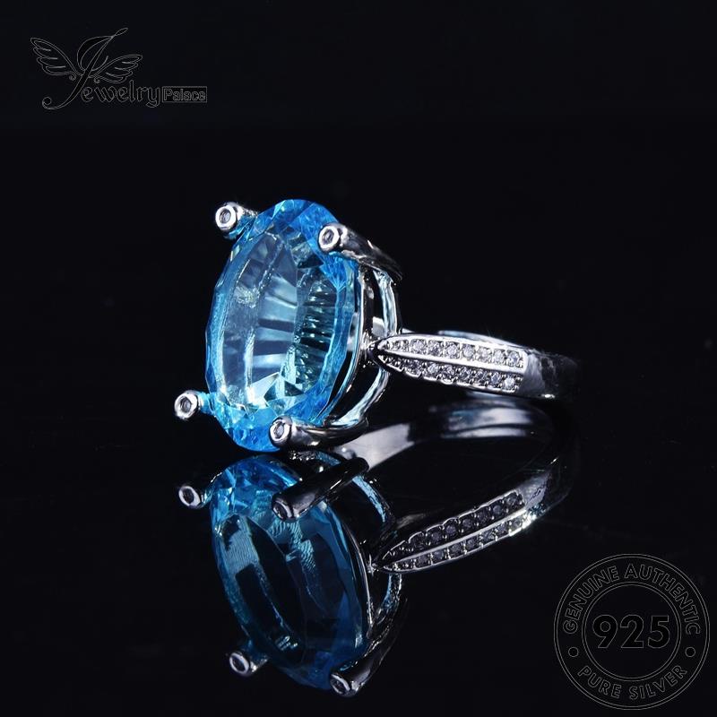 JEWELRYPALACE Retro Original Kawin Drop Aksesori Murni korea Asli Water Wanita Silver Aquamarine Perak Sterling Perhiasan Nikah 925 Cincin Silver R2213