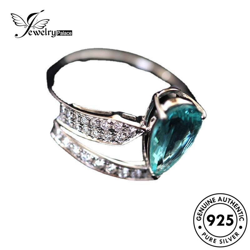 JEWELRYPALACE Silver korea Asli Drop Original 925 Silver Retro Perhiasan Murni Nikah Aksesori Shape Perak Aquamarine Sterling Kawin Cincin Wanita R2250