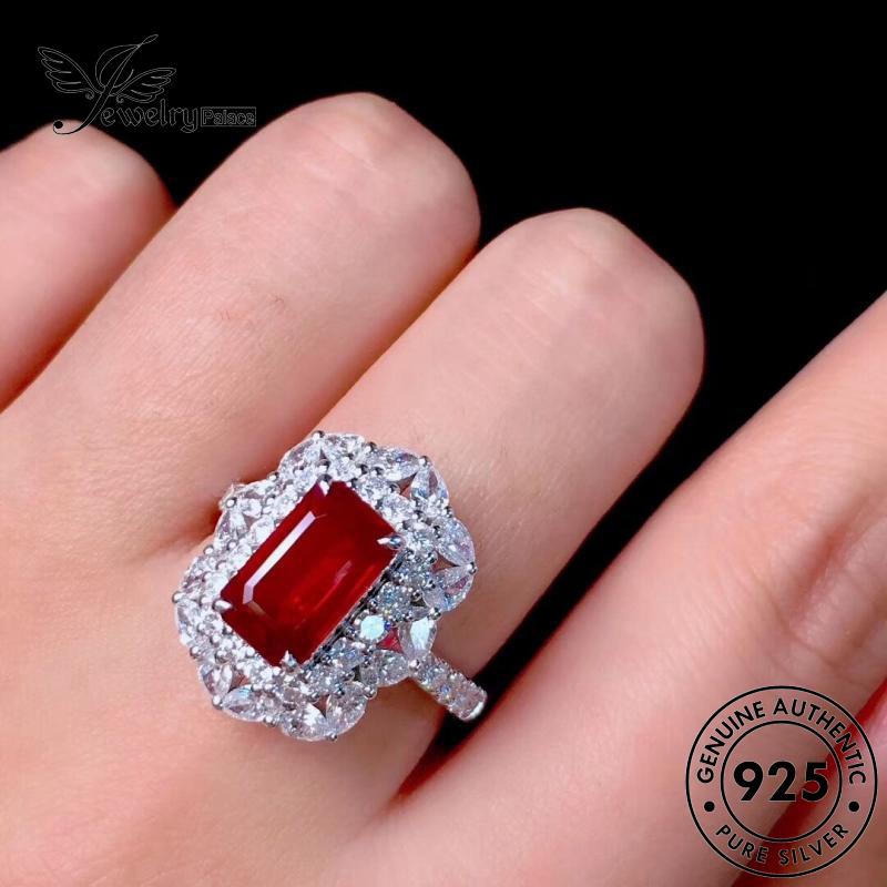 JEWELRYPALACE Ruby Original Sterling Murni Asli Perhiasan Aksesori Silver korea Kawin Temperament Silver Nikah Perak Wanita Square 925 Cincin R2258