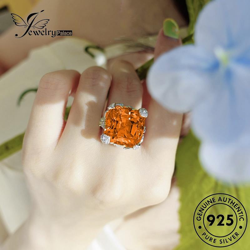 JEWELRYPALACE Aksesori Original korea Sterling 925 Wanita Perhiasan Nikah Kawin Silver Silver Perak Luxury Flowers Murni Citrine Asli Cincin R2327