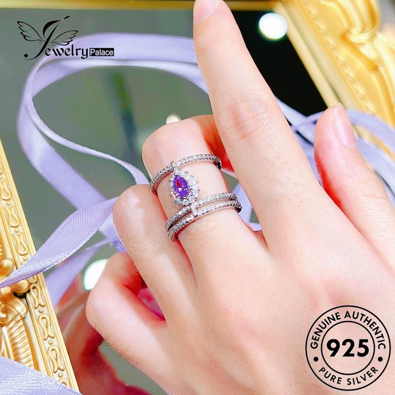 Jewelrypalace Drop Cincin925 Klasik Asli Amethyst Perak Wanita R2343