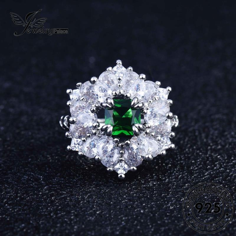 JEWELRYPALACE Emerald Luxury Original Sterling Cincin Murni Silver Perak Kawin Asli korea 925 Perhiasan Silver Square Aksesori Wanita Nikah R2296