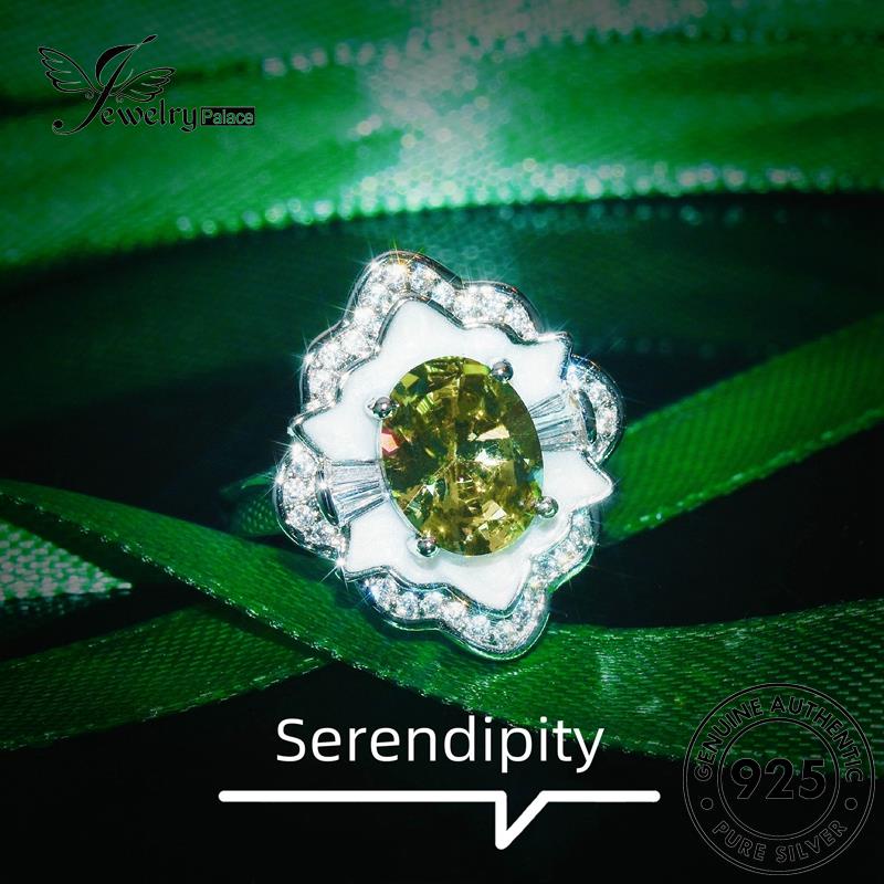 JEWELRYPALACE Sterling Silver Asli 925 Temperament Cincin Wanita Original Silver korea Nikah Perhiasan Kawin Oval Aksesori Perak Murni Emerald R2360
