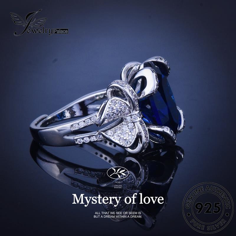 JEWELRYPALACE 925 Kawin Asli Bow Sterling Perak Original Aksesori Luxury Silver Cincin Silver Sapphire korea Wanita Murni Nikah Perhiasan R2381