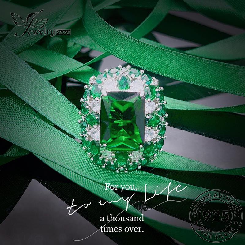 JEWELRYPALACE Kawin Cincin Silver Perak Nikah Original Asli Emerald 925 Aksesori Wanita Perhiasan Luxury Murni Square korea Sterling Silver R2417