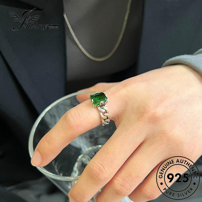 JEWELRYPALACE Kawin Asli Sterling Silver Wanita Round Murni korea Silver Perak 925 Emerald Aksesori Nikah Original Personality Cincin Perhiasan R2431