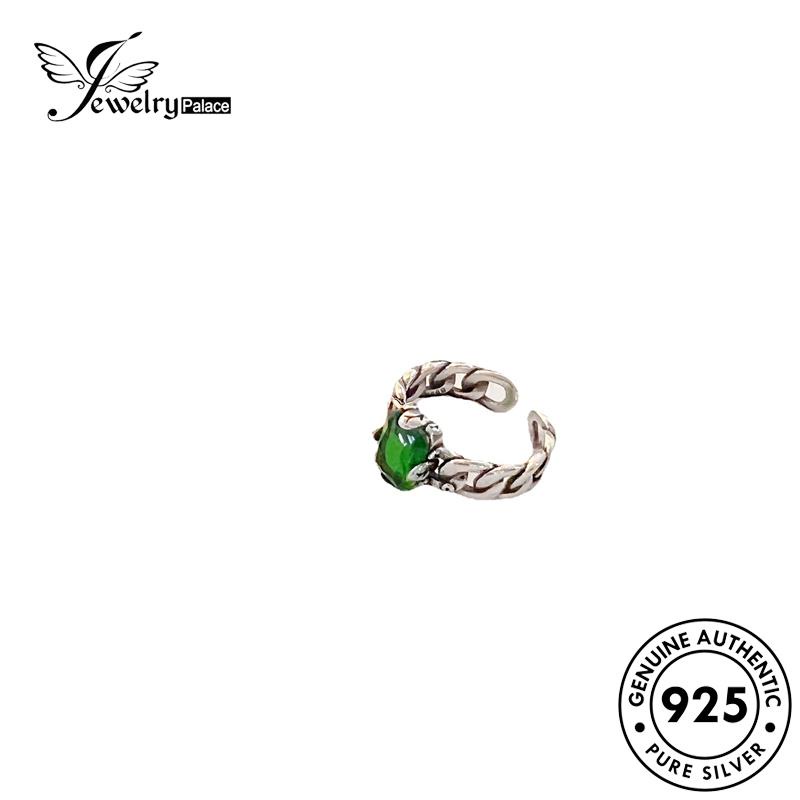 JEWELRYPALACE Kawin Asli Sterling Silver Wanita Round Murni korea Silver Perak 925 Emerald Aksesori Nikah Original Personality Cincin Perhiasan R2431