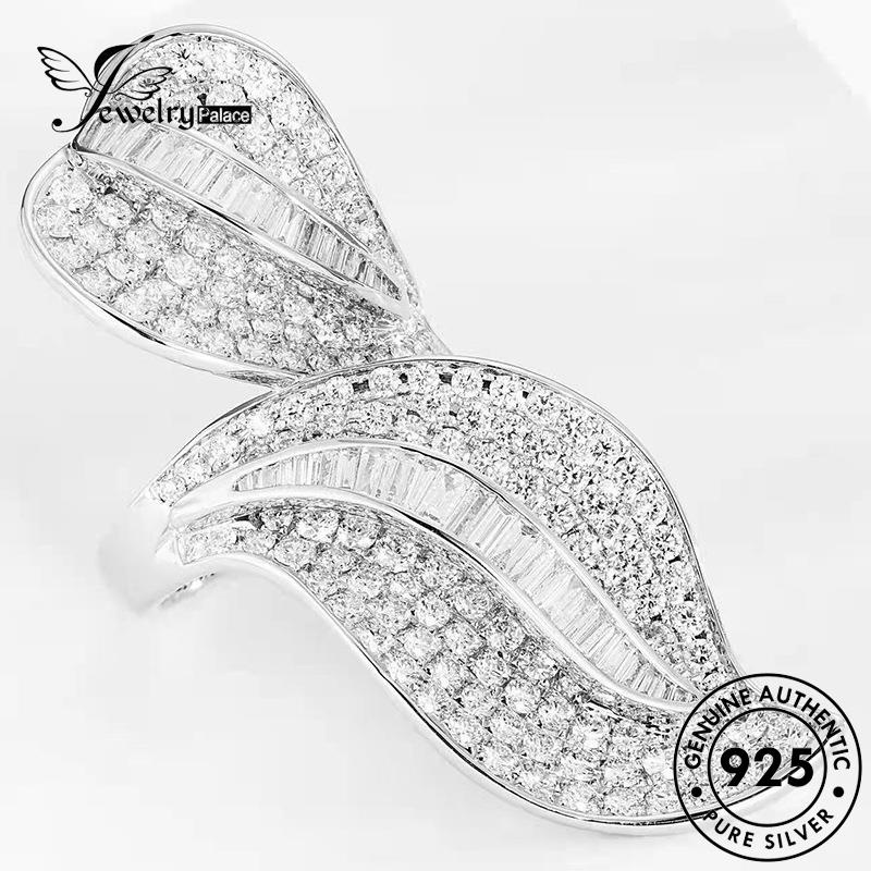 JEWELRYPALACE korea Murni Aksesori Leaves 925 Kawin Perhiasan Luxury Nikah Silver Moissanite Asli Sterling Diamond Willow Wanita Original Cincin Perak Silver R2439