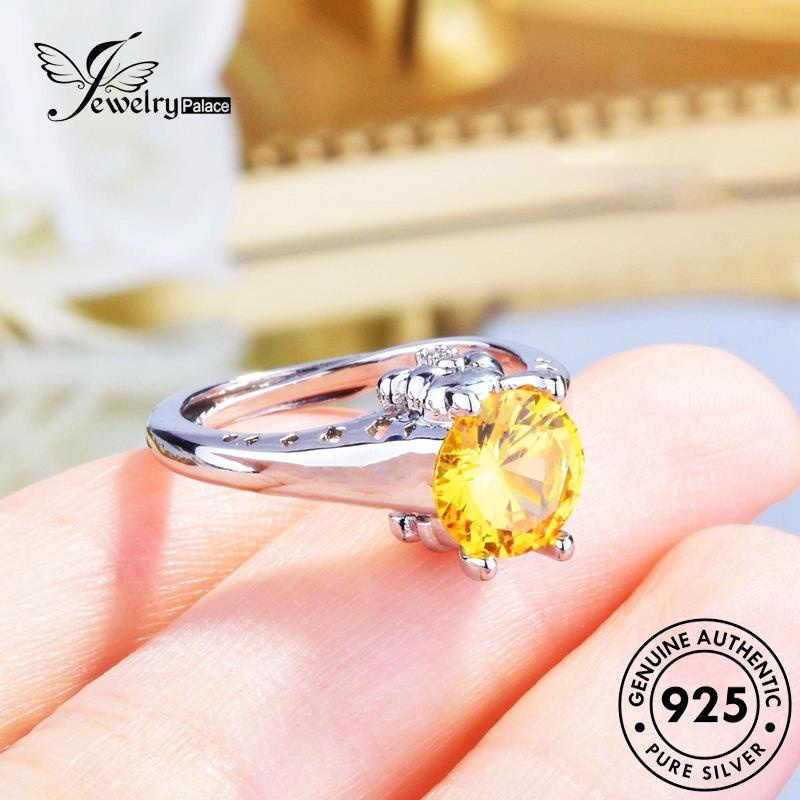 JEWELRYPALACE Personality Wanita 925 Perak Perhiasan korea Rabbit Original Silver Murni Silver Kawin Aksesori Cincin Citrine Nikah Sterling Asli R2476