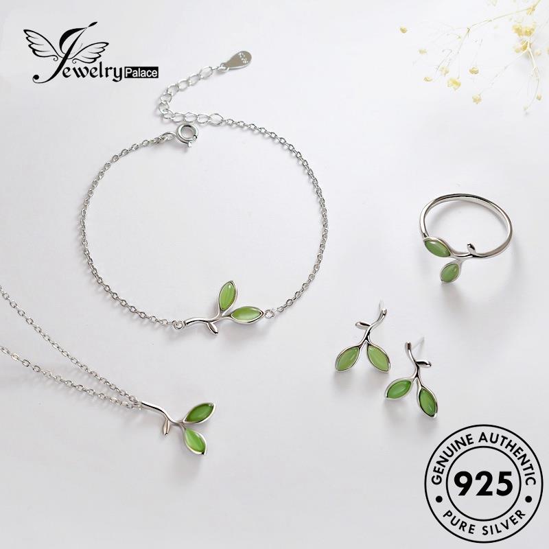 Jewelrypalace Kalung Perak925 Asli Simple Wanita Set Daun S6