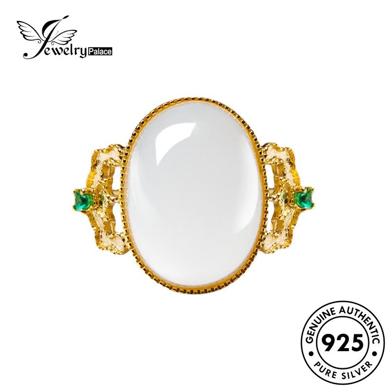 Jewelrypalace Kalung925Bentuk Wanita Vintage Asli Giok Telur Set Perak S25